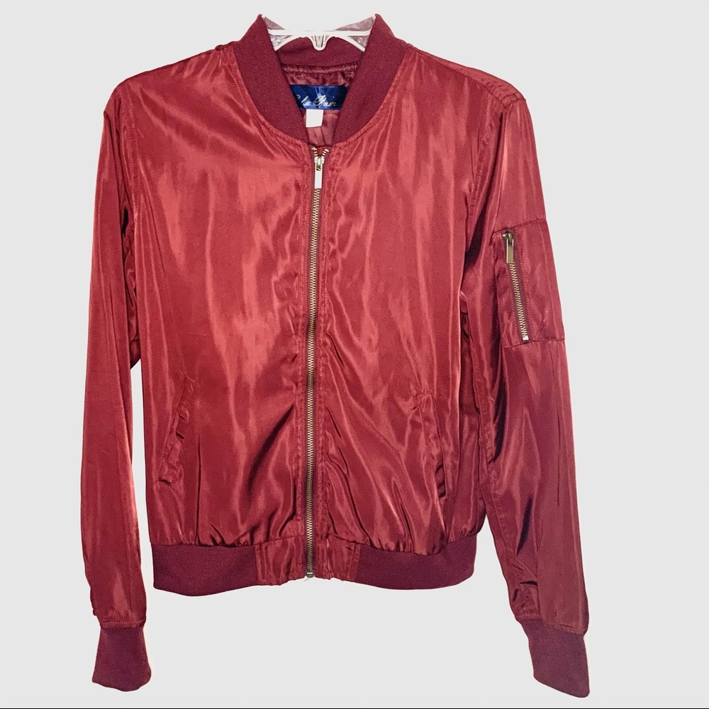 Francesca’s Maroon Bomber Jacket
